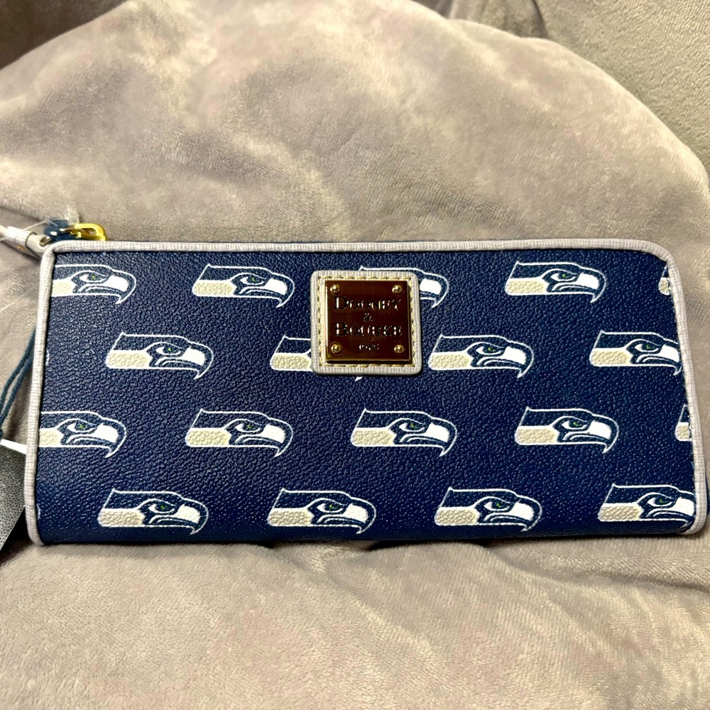 Seattle Seahawks wallet with zippers.
